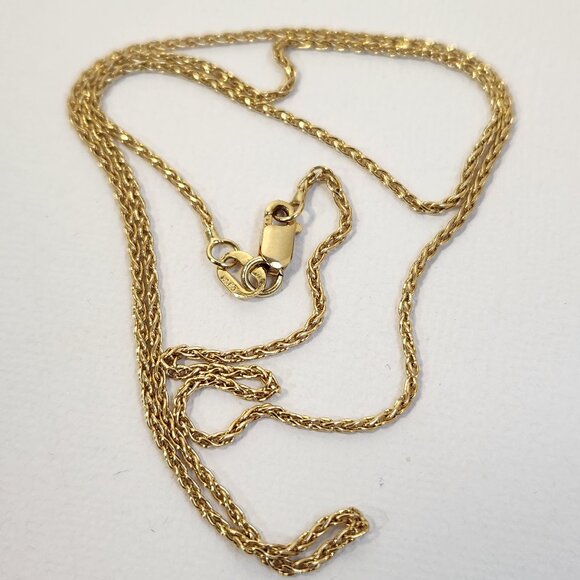 3.48g Italy 14K Gold Wheat (Spiga) Rope Chain Necklace 18" 1.2mm VTG - Picture 1 of 12